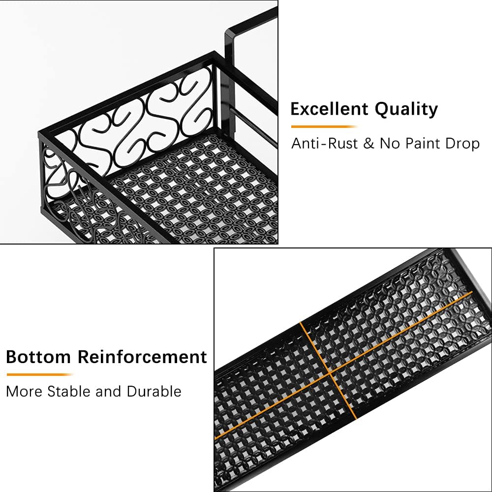 Hanging Railing Planter with Hooks, Iron Hanging Planter Holder, Balcony Plant Holder Railing Shelf Fence Hanging Flower Bucket for Outdoor Garden Window Porch Patio (23.6 x 7.8 x 4.7 Inch)