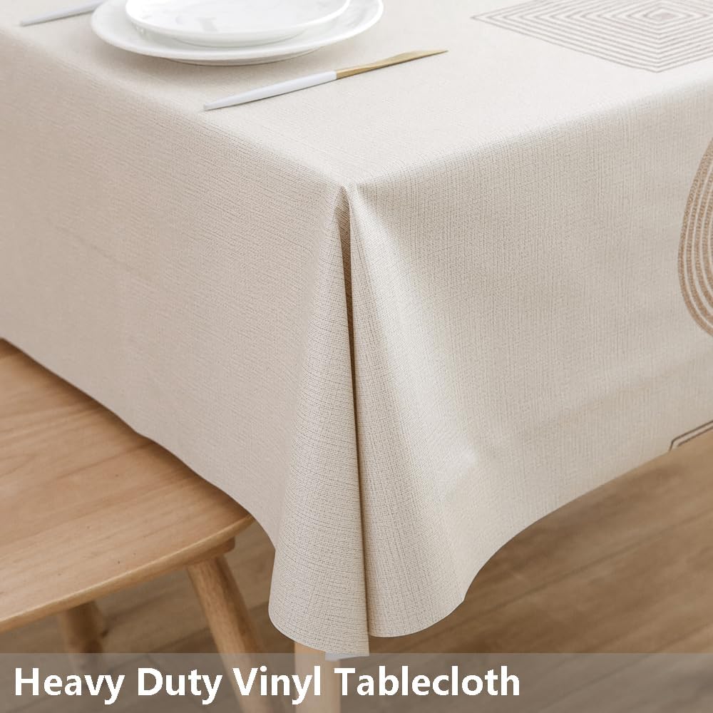 TruDelve Heavy Duty Vinyl Table Cloth Plastic Table Cloth for Kitchen Dining Table Wipeable PVC Waterproof Tablecloth for Rectangle Table(54"x108",Geometry)