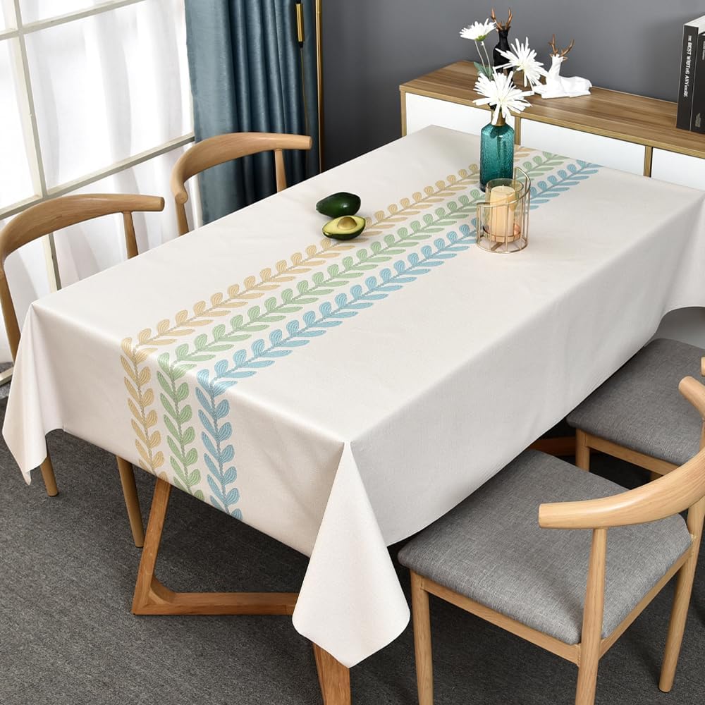TruDelve Heavy Duty Vinyl Table Cloth Plastic Table Cloth for Kitchen Dining Table Wipeable PVC Waterproof Tablecloth for Rectangle Table(54"x108",Geometry)