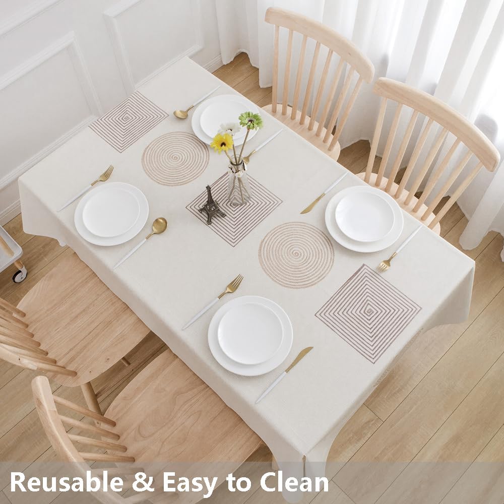 TruDelve Heavy Duty Vinyl Table Cloth Plastic Table Cloth for Kitchen Dining Table Wipeable PVC Waterproof Tablecloth for Rectangle Table(54"x108",Geometry)