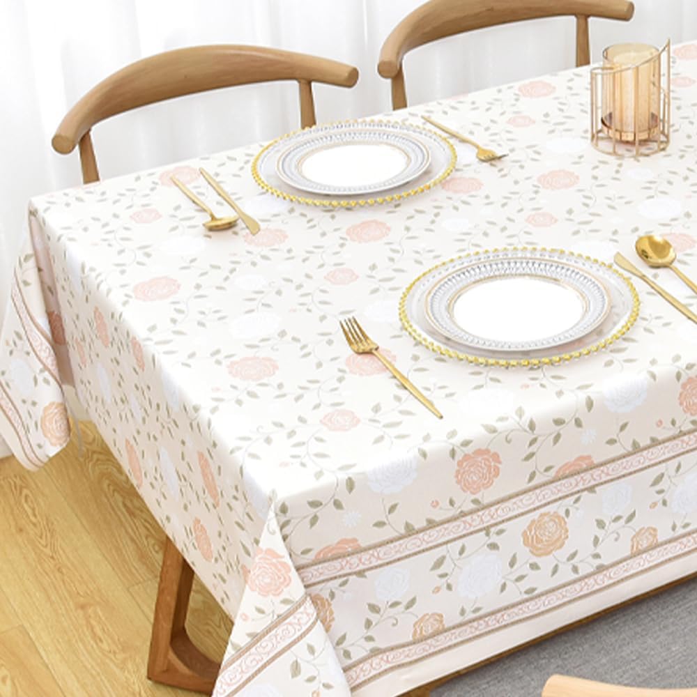 Zobesta Vinyl Table Cloth for Rectangle Tables Plastic Tablecloth PVC Tablecloth Table Cover Waterproof, Green Vinyl Tablecloths for Rectangle Tables (55 x 118 Inch, 10-12 Seats, Green)