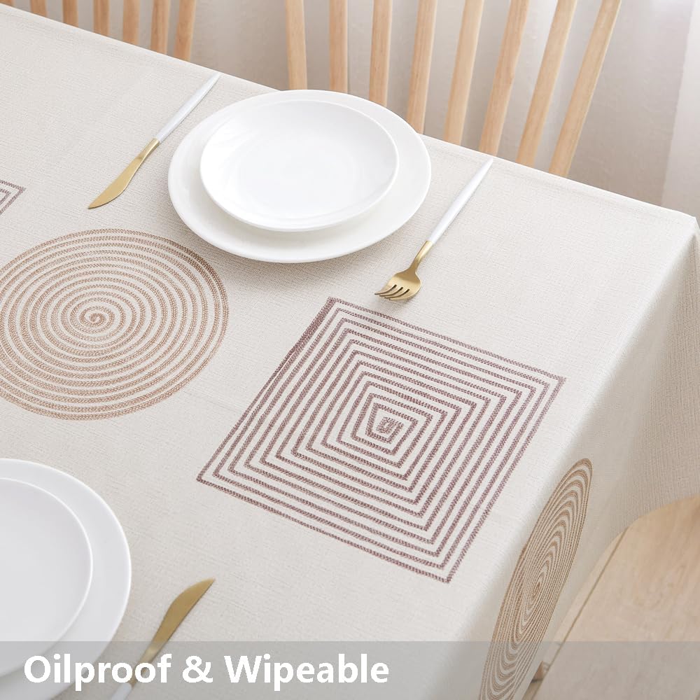 TruDelve Heavy Duty Vinyl Table Cloth Plastic Table Cloth for Kitchen Dining Table Wipeable PVC Waterproof Tablecloth for Rectangle Table(54"x108",Geometry)
