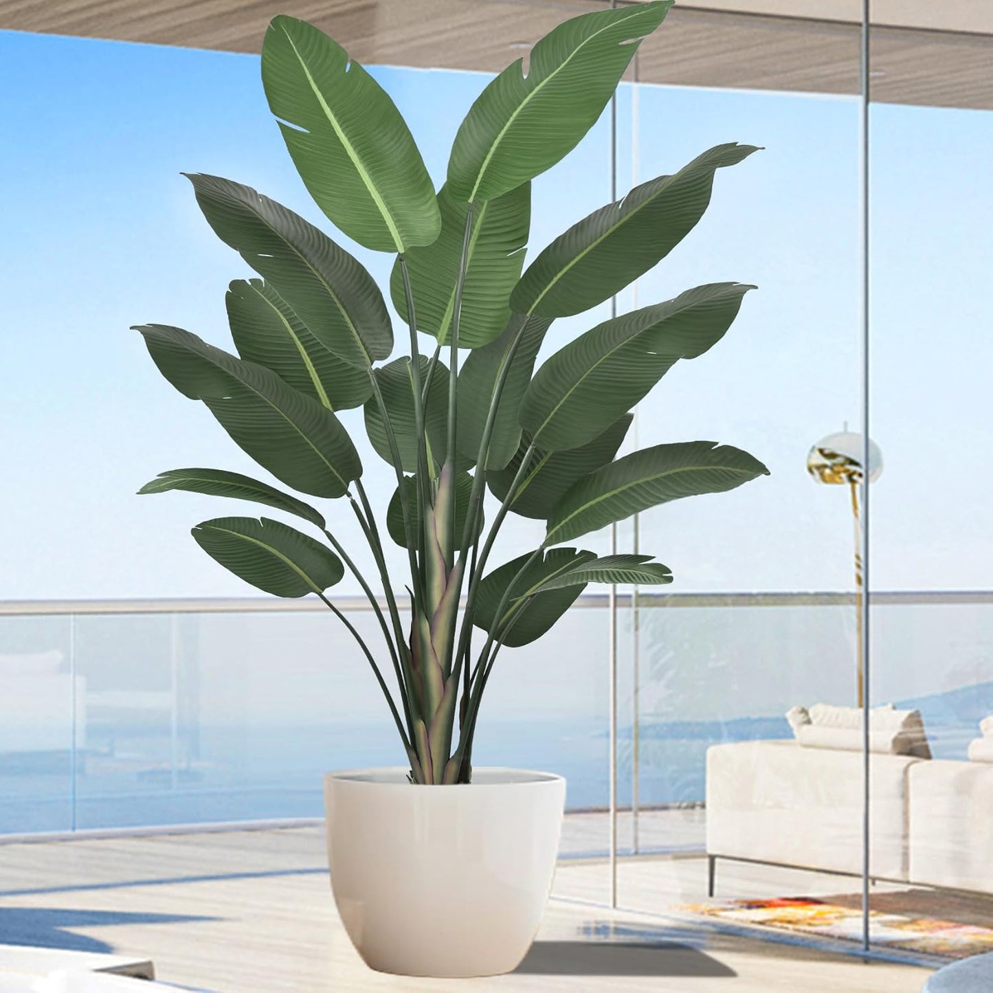 7ft Artificial Bird of Paradise Trees (84in) Tall Large Faux Tree with 19 Realistic Trunks, Fake Tropical Floor Potted Artificial Silk Plant for Home Office Indoor Decor (7feet,1Pack)