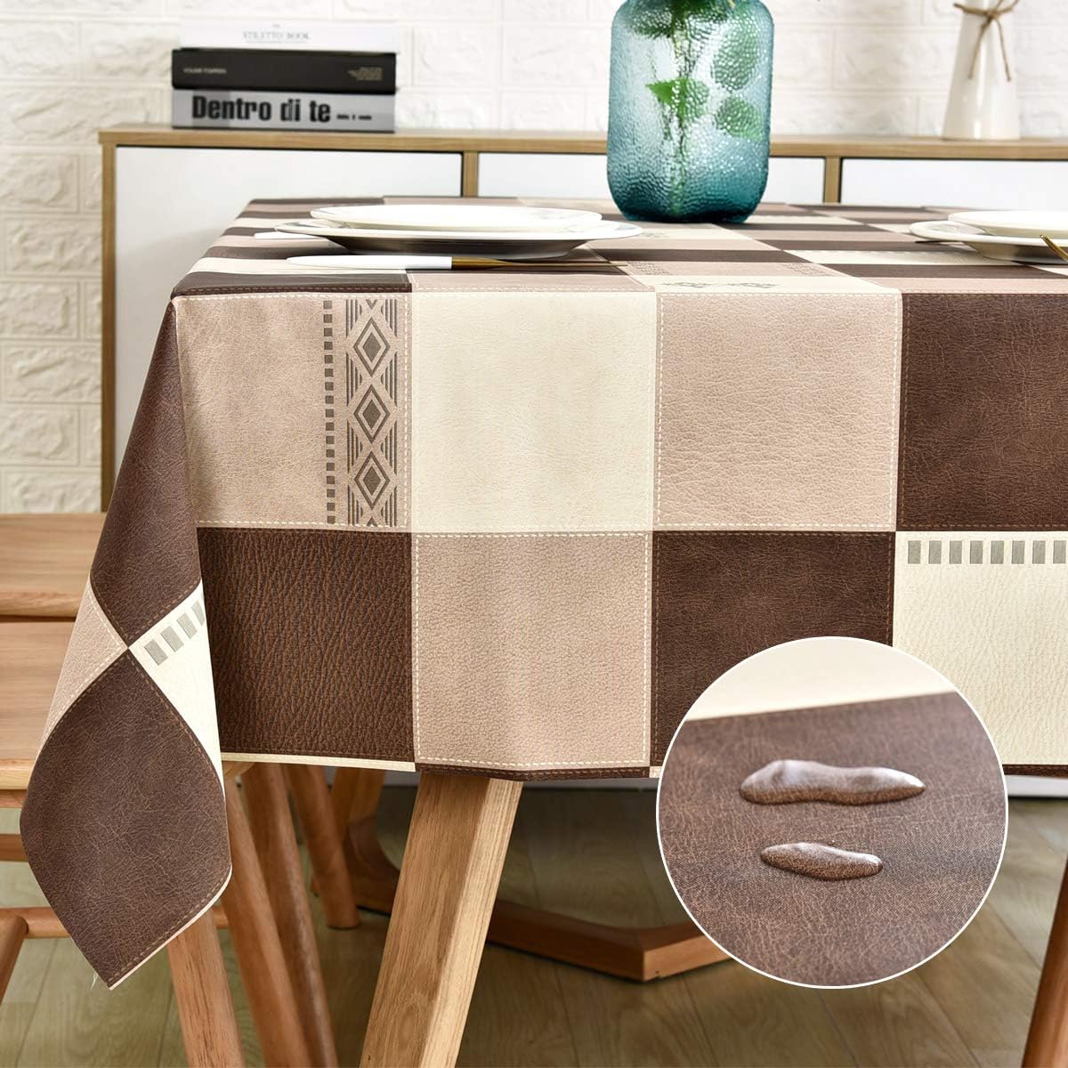 LOHASCASA Heavy Duty Vinyl Oilcloth Tablecloth PVC Waterproof Plastic Wipeable Spillproof Peva Tablecloth for Spring Outdoor Camping Picnic Rectangle/Oblong 54x108 Inch