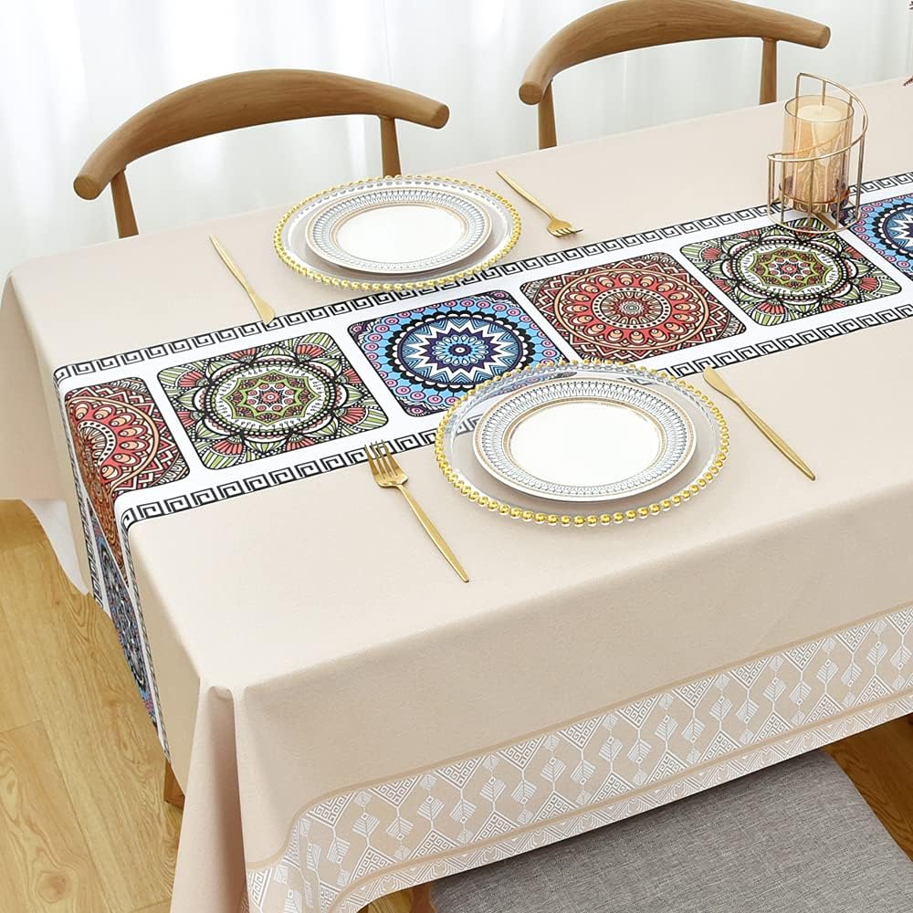 Zobesta Vinyl Table Cloth for Rectangle Tables Plastic Tablecloth PVC Tablecloth Table Cover Waterproof, Green Vinyl Tablecloths for Rectangle Tables (55 x 118 Inch, 10-12 Seats, Green)