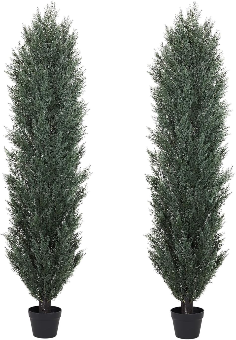 THE BLOOM TIMES 4ft Topiary Trees Artificial Outdoor 2 Pack – UV Resistant Faux Cedar Pine Cypress Bushes and Shrubs, Fake Potted Plants for Front Porch Outside Planter Patio Decor, Set of 2 (4 Foot)