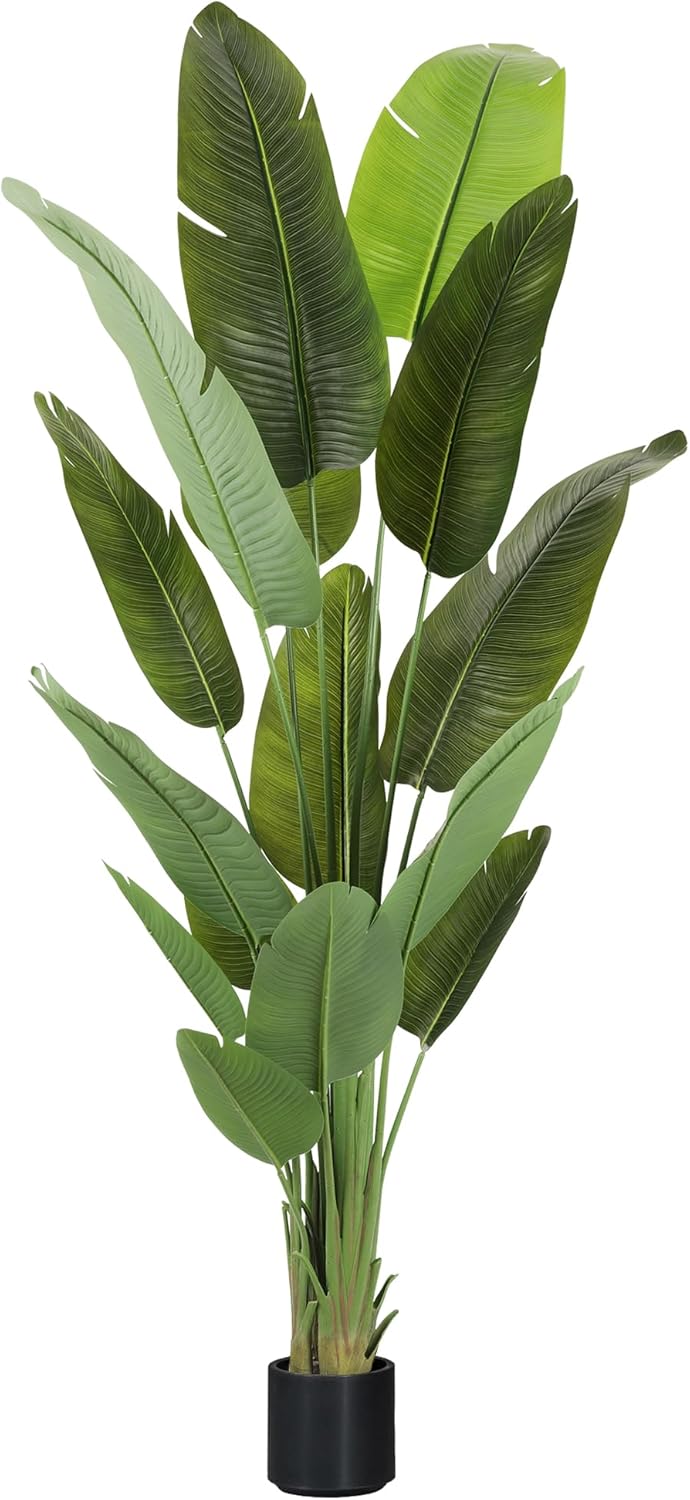 Large Artificial Plants Indoor 7.2Ft Silk Bird of Paradise Big Tall Fake Tree Faux Green Silk Floor Potted Plants for Home Living Room Bedroom Office Decor (2 Pack)…