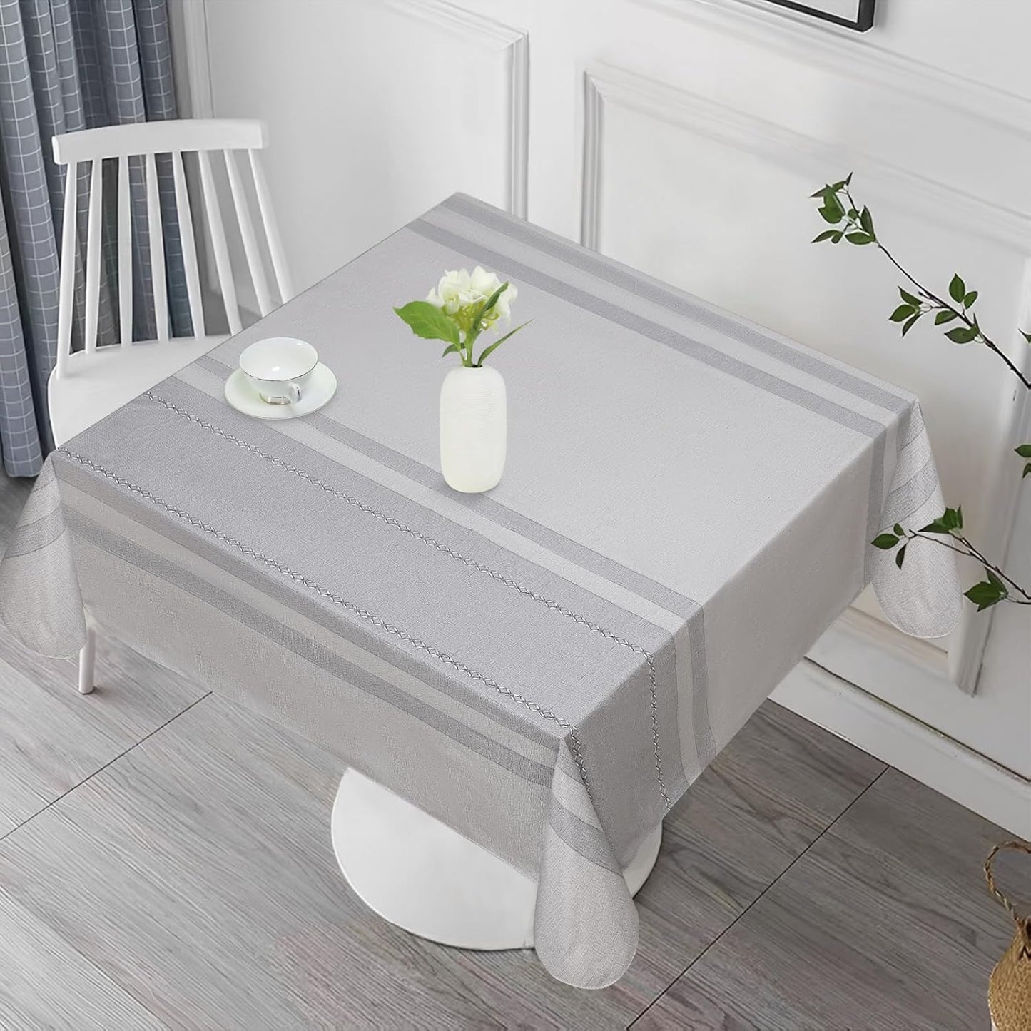 Vonabem 100% Waterproof Rectangle PVC Tablecloth, Vinyl Table Cloth Cover with Flannel Backing Oil Spill Proof Wipeable Table Cloths for Indoor Outdoor(Light Coffee,60X120IN)