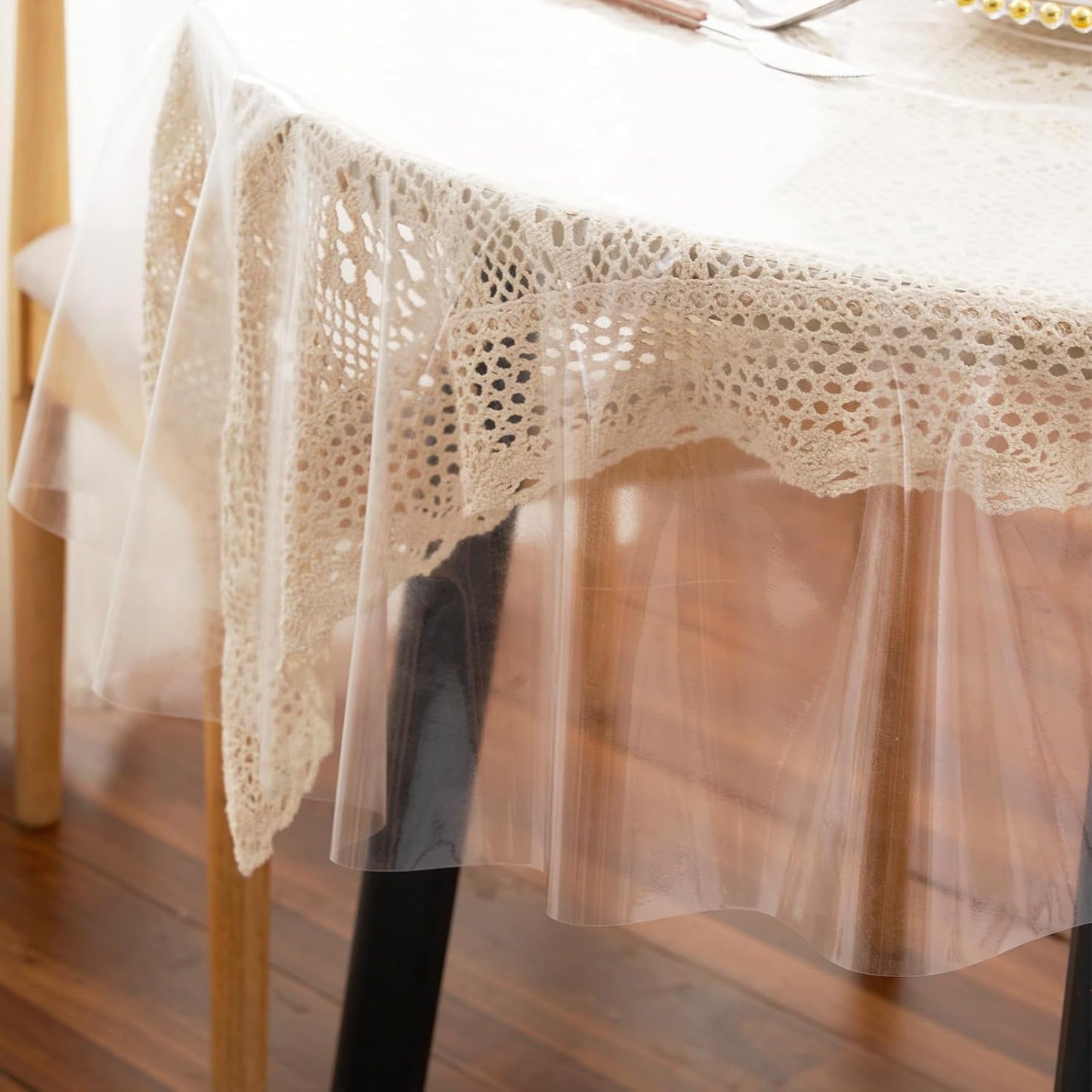Clear Plastic Tablecloth Protector Rectangle 70x126 inch Waterproof Oilproof Stain Resistant Wipeable Table Cover for Dining Tables