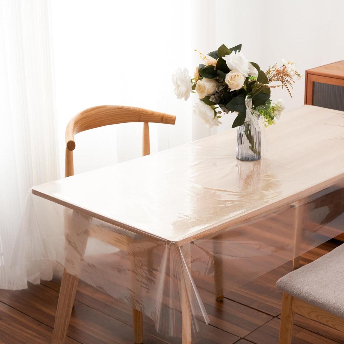 Clear Plastic Tablecloth Protector Rectangle 70x126 inch Waterproof Oilproof Stain Resistant Wipeable Table Cover for Dining Tables