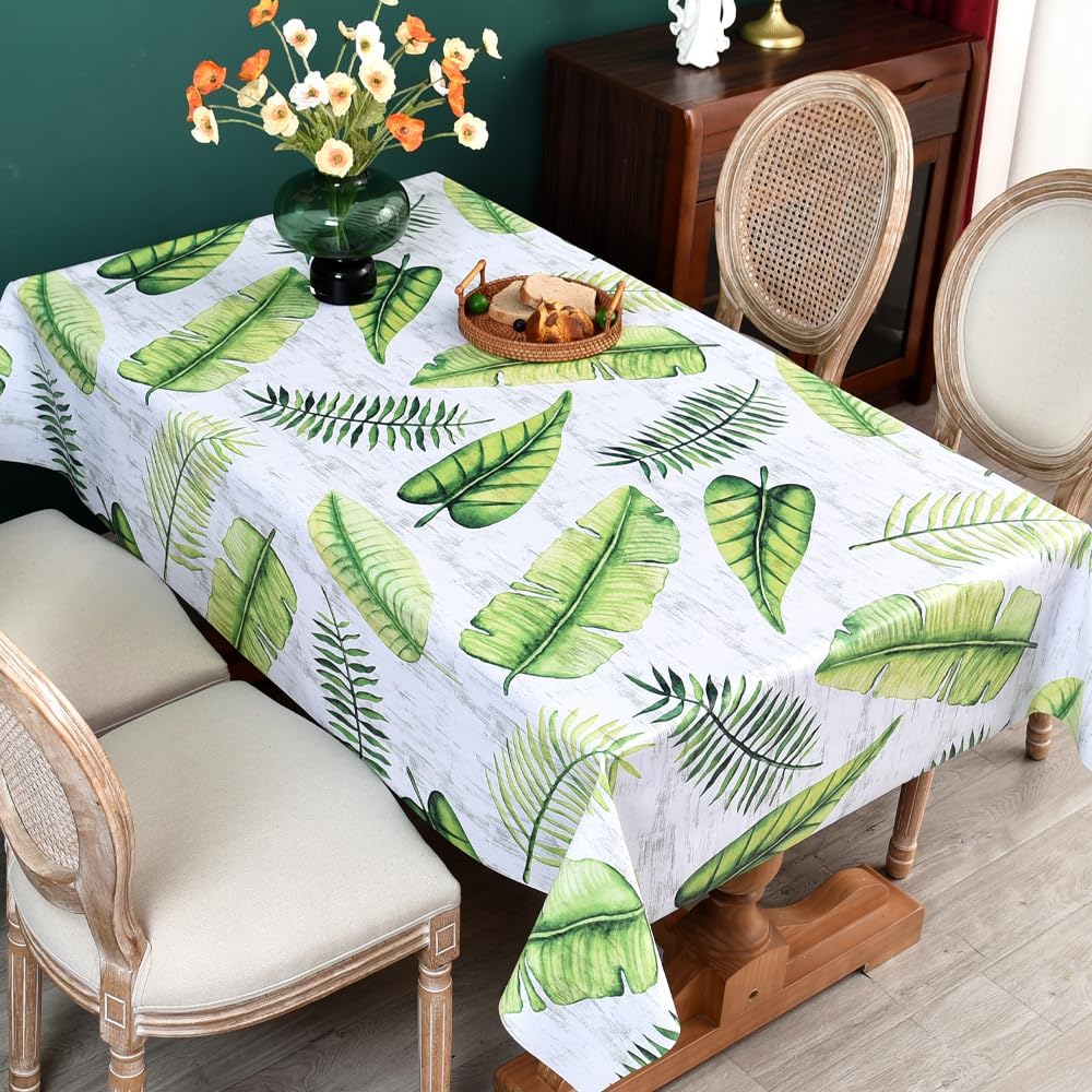 Zobesta Vinyl Table Cloth for Rectangle Tables Plastic Tablecloth PVC Tablecloth Table Cover Waterproof, Green Vinyl Tablecloths for Rectangle Tables (55 x 118 Inch, 10-12 Seats, Green)