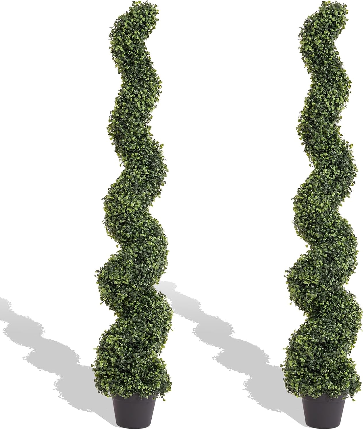 THE BLOOM TIMES 4ft Artificial Topiary Trees Set of 2, 48 inch Faux Cedar Cypress Spiral Topiary Trees Outdoor - Fake Plants for Garden Front Porch Indoor Outside Planter Decor 4 Foot