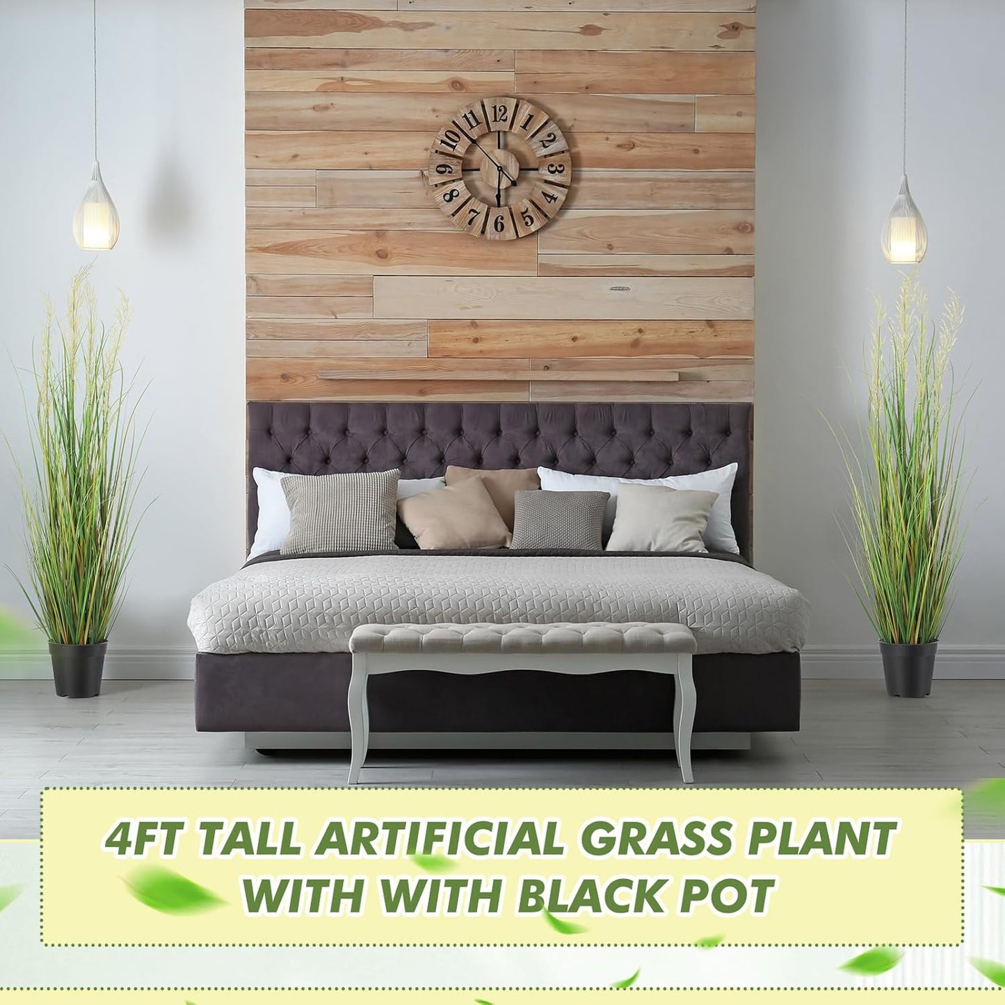 Jexine 4 Pcs 4 ft Tall Artificial Grass Plant Potted Artificial Greenery Floor Plants Faux Pampas Grass Tall in Pot for Housewarming Gift House Garden Bathroom Lobby Outdoor Decoration