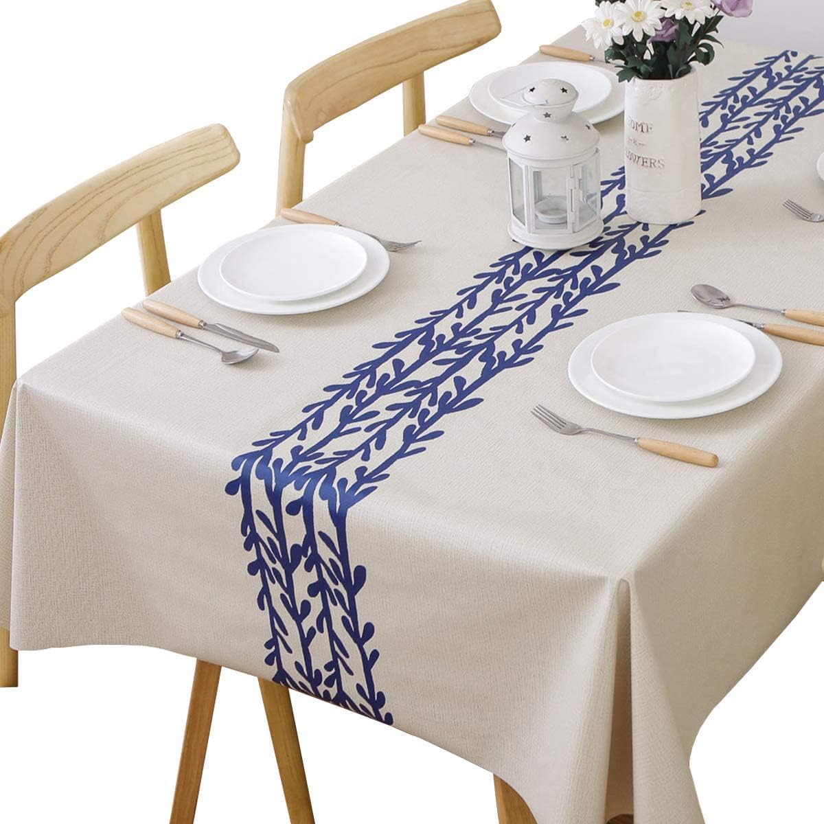 TruDelve Heavy Duty Vinyl Table Cloth Plastic Table Cloth for Kitchen Dining Table Wipeable PVC Waterproof Tablecloth for Rectangle Table(54"x108",Geometry)