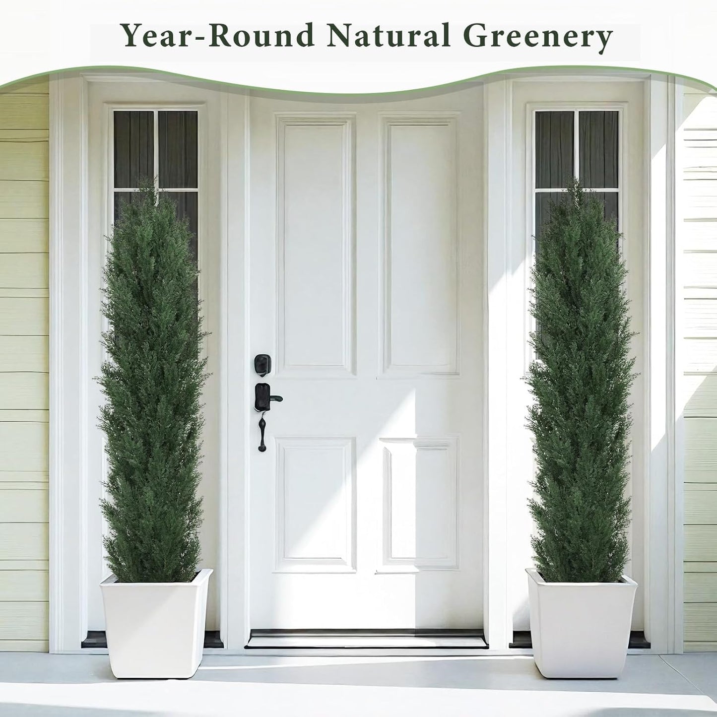 THE BLOOM TIMES 6ft Topiary Trees Artificial Outdoor Set of 2, UV Resistant Faux Cedar Pine Cypress Bushes & Shrubs, Fake Plants for Front Porch Outside Planter Patio Decor 6 Foot Tall