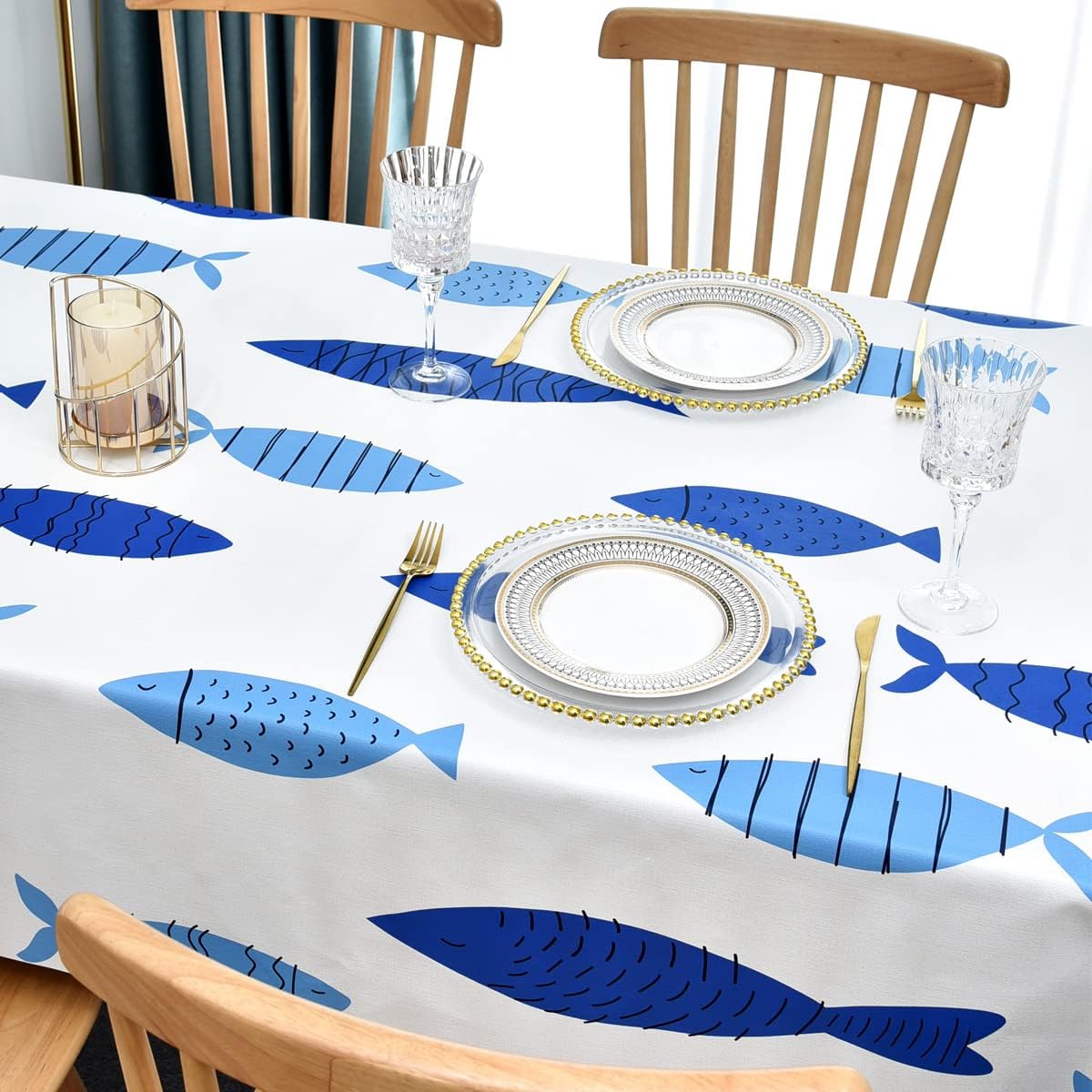 LOHASCASA Heavy Duty Vinyl Oilcloth Tablecloth PVC Waterproof Plastic Wipeable Spillproof Peva Tablecloth for Spring Outdoor Camping Picnic Rectangle/Oblong 54x108 Inch