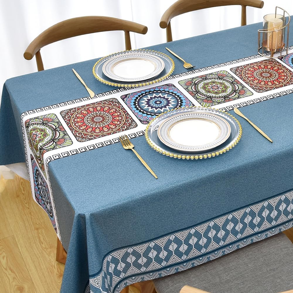 Zobesta Vinyl Table Cloth for Rectangle Tables Plastic Tablecloth PVC Tablecloth Table Cover Waterproof, Green Vinyl Tablecloths for Rectangle Tables (55 x 118 Inch, 10-12 Seats, Green)