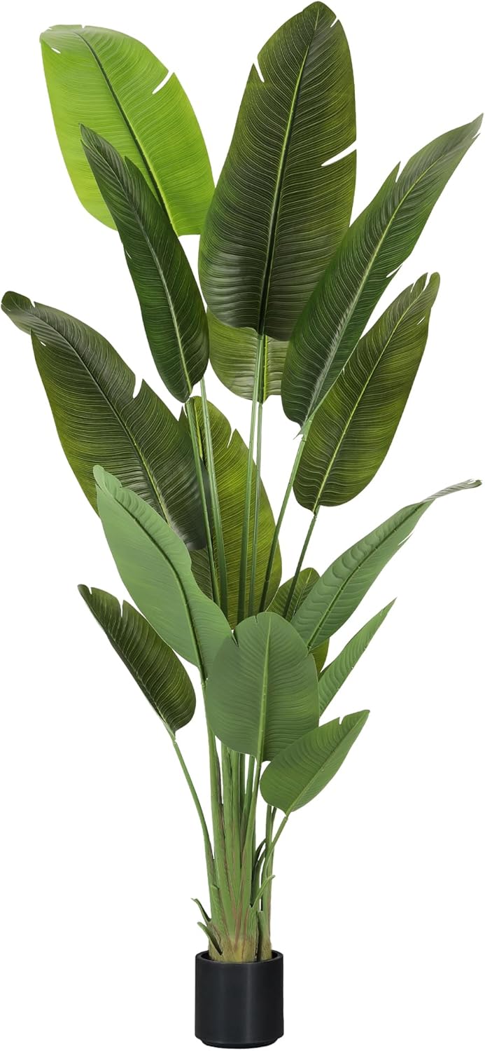 Large Artificial Plants Indoor 7.2Ft Silk Bird of Paradise Big Tall Fake Tree Faux Green Silk Floor Potted Plants for Home Living Room Bedroom Office Decor (2 Pack)…