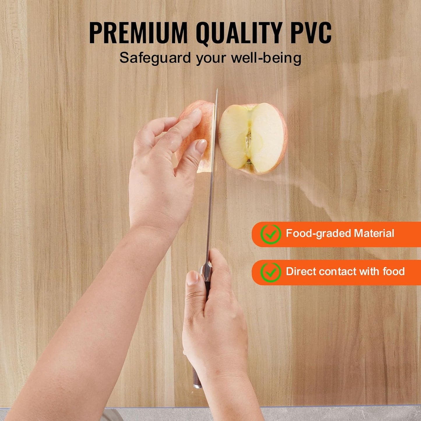 VEVOR Plastic Table Cover, 42 x 60 Inch 2.0 mm Thick Clear PVC Desk Mat Protector, Waterproof & Easy Cleaning Desk Pad Tablecloth, for Office, Dresser, Dining Room, Night Stand