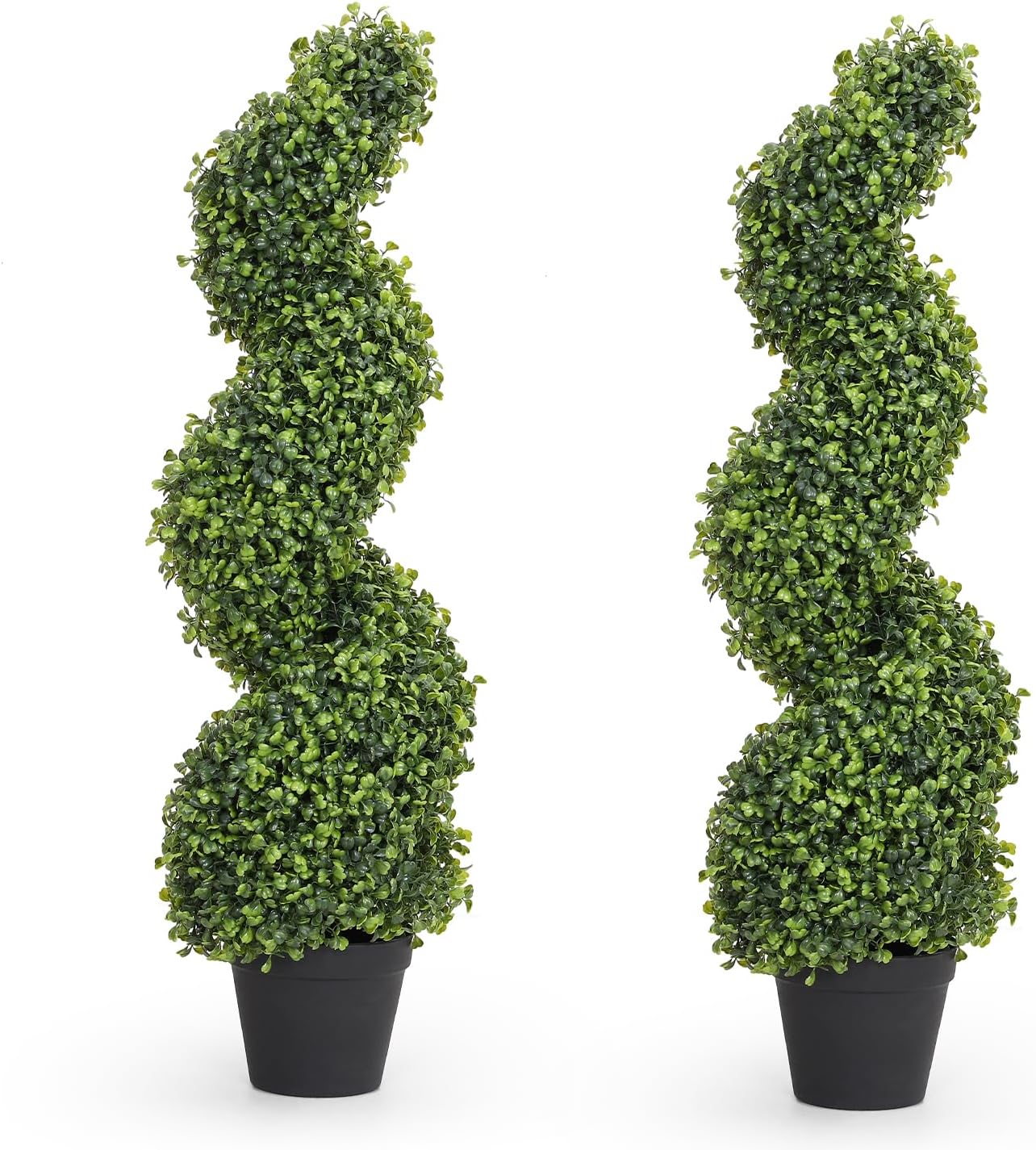 THE BLOOM TIMES 4ft Artificial Topiary Trees Set of 2, 48 inch Faux Cedar Cypress Spiral Topiary Trees Outdoor - Fake Plants for Garden Front Porch Indoor Outside Planter Decor 4 Foot