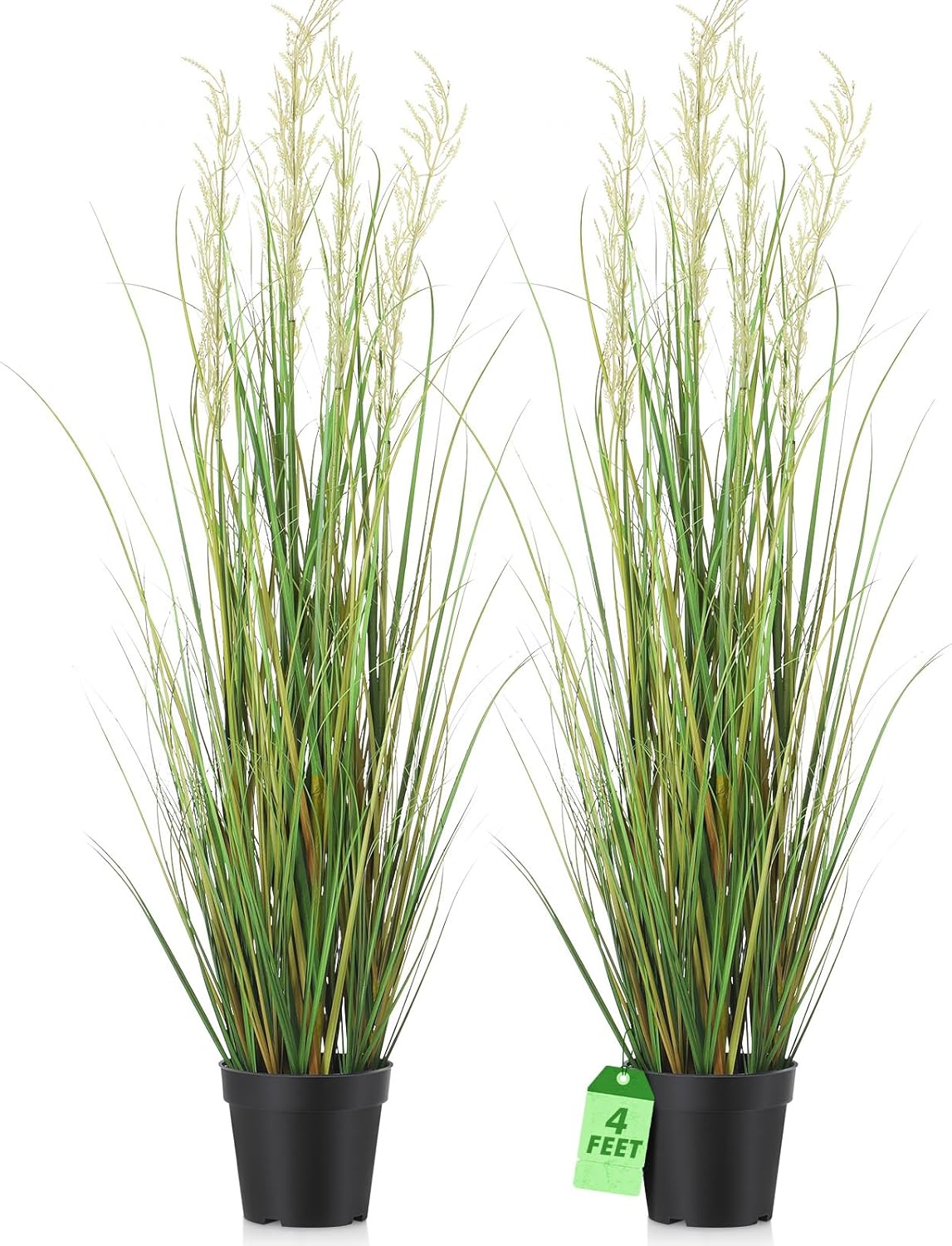 Jexine 4 Pcs 4 ft Tall Artificial Grass Plant Potted Artificial Greenery Floor Plants Faux Pampas Grass Tall in Pot for Housewarming Gift House Garden Bathroom Lobby Outdoor Decoration