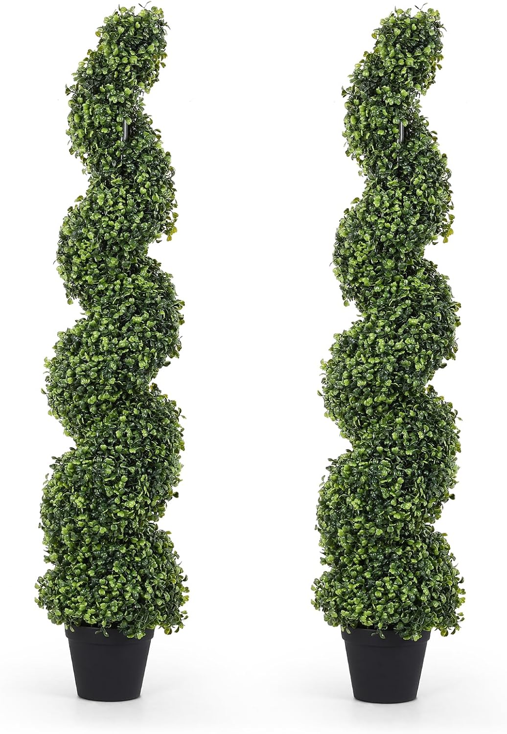THE BLOOM TIMES 4ft Artificial Topiary Trees Set of 2, 48 inch Faux Cedar Cypress Spiral Topiary Trees Outdoor - Fake Plants for Garden Front Porch Indoor Outside Planter Decor 4 Foot