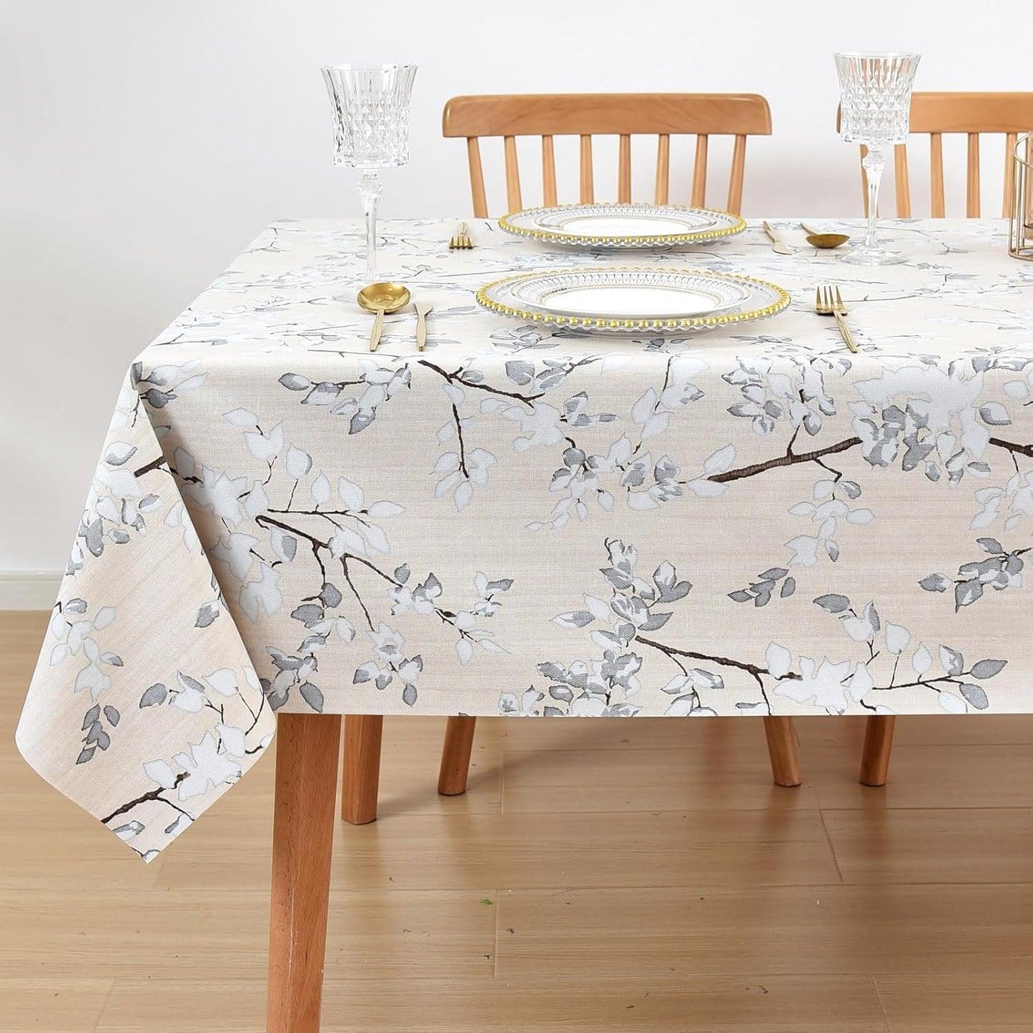 LOHASCASA Heavy Duty Vinyl Oilcloth Tablecloth PVC Waterproof Plastic Wipeable Spillproof Peva Tablecloth for Spring Outdoor Camping Picnic Rectangle/Oblong 54x108 Inch