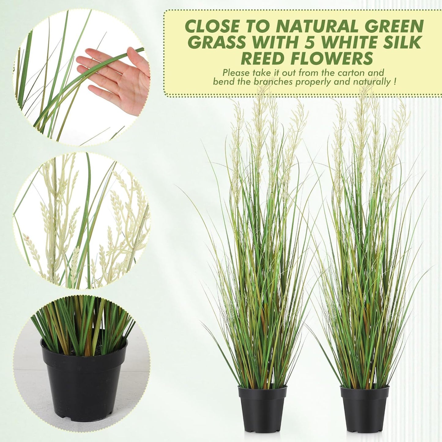 Jexine 4 Pcs 4 ft Tall Artificial Grass Plant Potted Artificial Greenery Floor Plants Faux Pampas Grass Tall in Pot for Housewarming Gift House Garden Bathroom Lobby Outdoor Decoration
