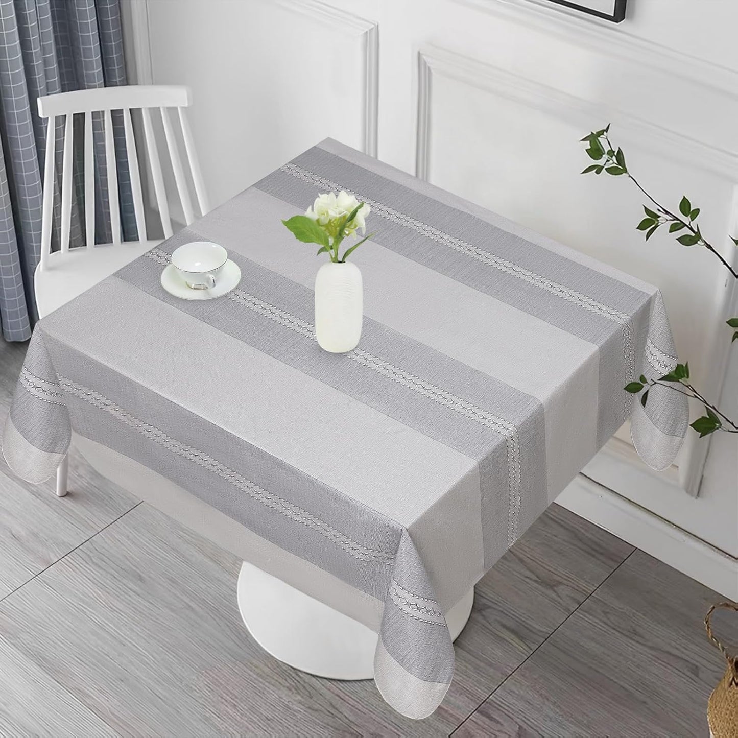 Vonabem 100% Waterproof Rectangle PVC Tablecloth, Vinyl Table Cloth Cover with Flannel Backing Oil Spill Proof Wipeable Table Cloths for Indoor Outdoor(Light Coffee,60X120IN)