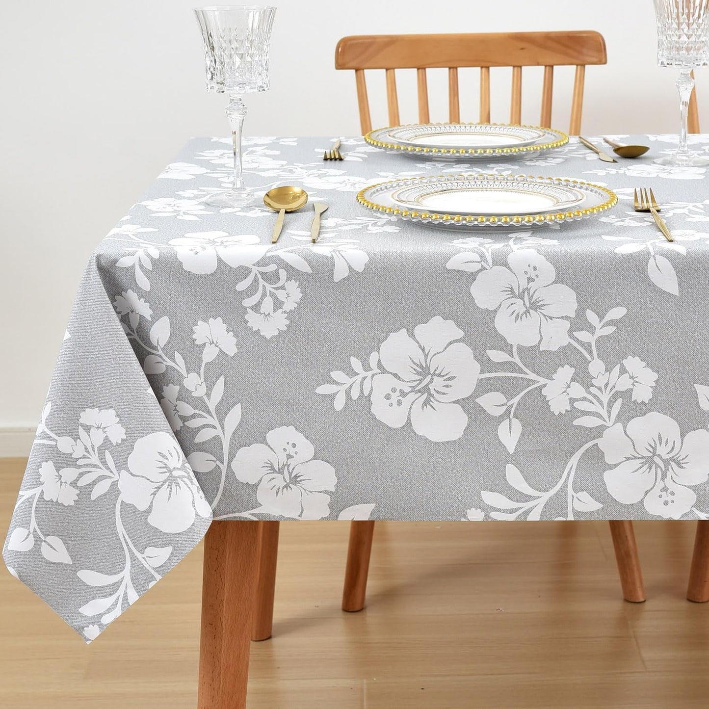 LOHASCASA Heavy Duty Vinyl Oilcloth Tablecloth PVC Waterproof Plastic Wipeable Spillproof Peva Tablecloth for Spring Outdoor Camping Picnic Rectangle/Oblong 54x108 Inch