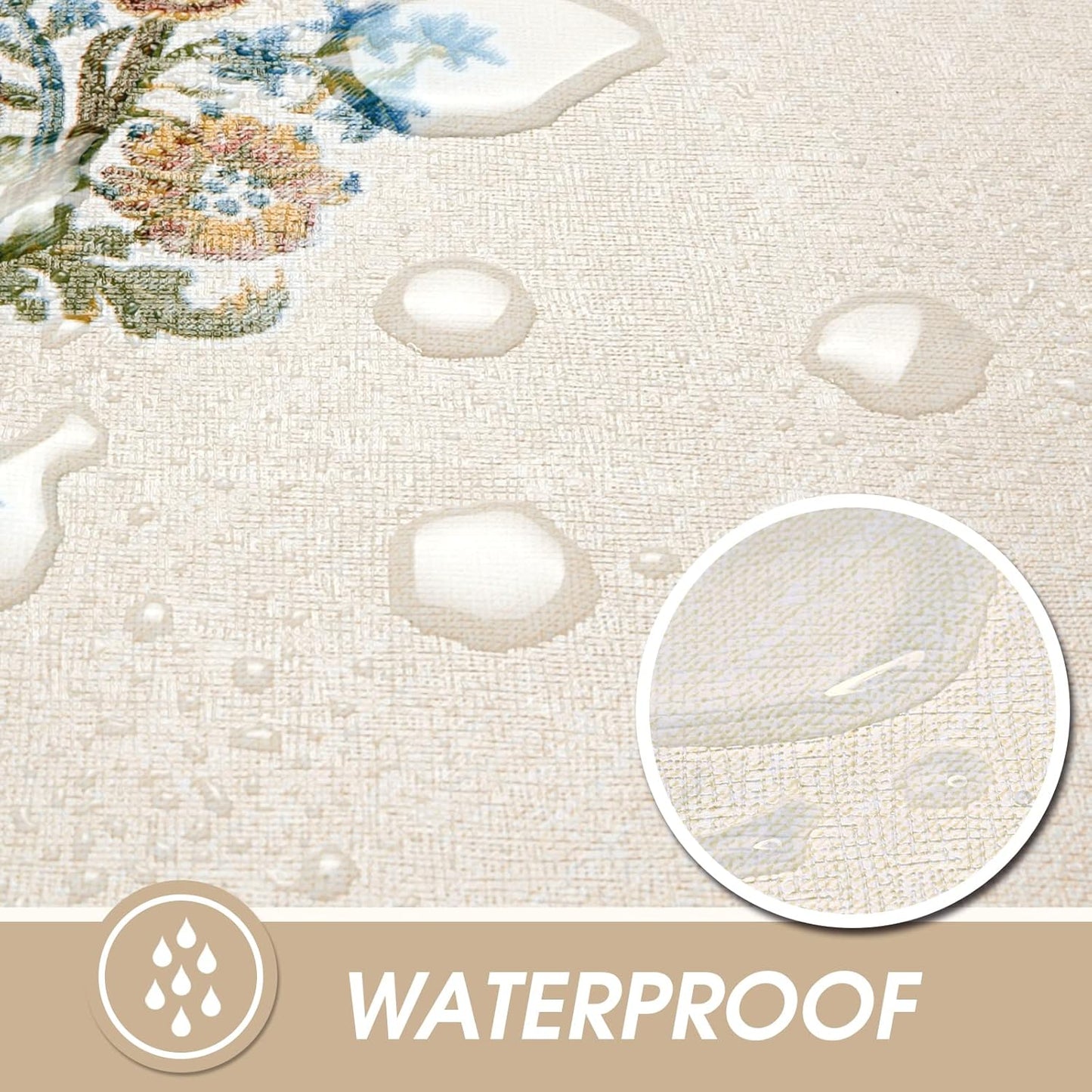 AIRCOWRIE Waterproof Vinyl Tablecloths, Heavy Duty Oil Proof Spill Proof Plastic Table Cloth, Wipe Clean PVC Table Cover for Spring Indoor and Outdoor Use (Embroidery Flower, 54”×140”, Rectangle)