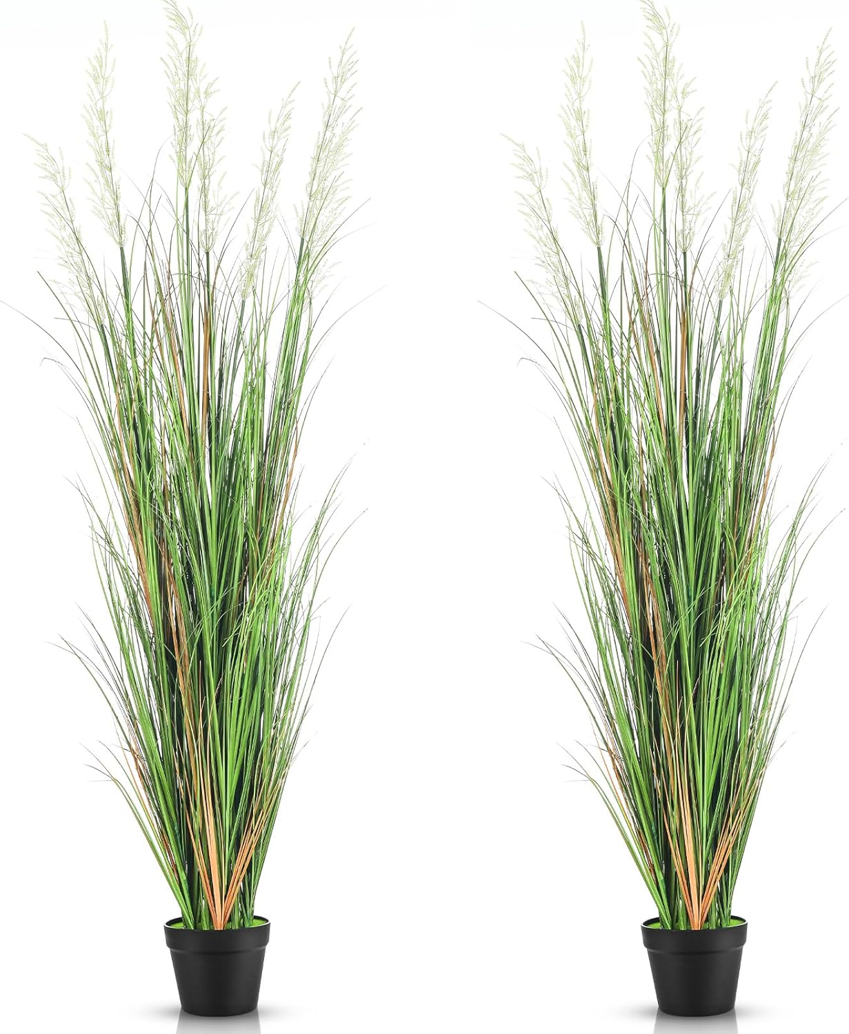 Jexine 4 Pcs 4 ft Tall Artificial Grass Plant Potted Artificial Greenery Floor Plants Faux Pampas Grass Tall in Pot for Housewarming Gift House Garden Bathroom Lobby Outdoor Decoration