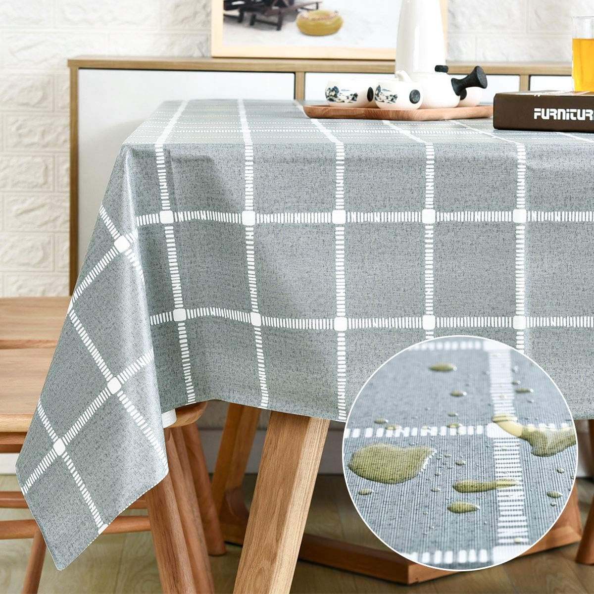 LOHASCASA Heavy Duty Vinyl Oilcloth Tablecloth PVC Waterproof Plastic Wipeable Spillproof Peva Tablecloth for Spring Outdoor Camping Picnic Rectangle/Oblong 54x108 Inch