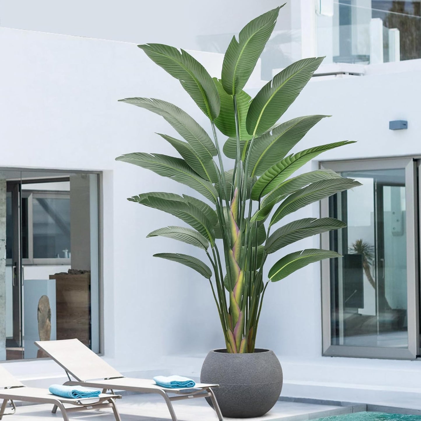 7ft Artificial Bird of Paradise Trees (84in) Tall Large Faux Tree with 19 Realistic Trunks, Fake Tropical Floor Potted Artificial Silk Plant for Home Office Indoor Decor (7feet,1Pack)