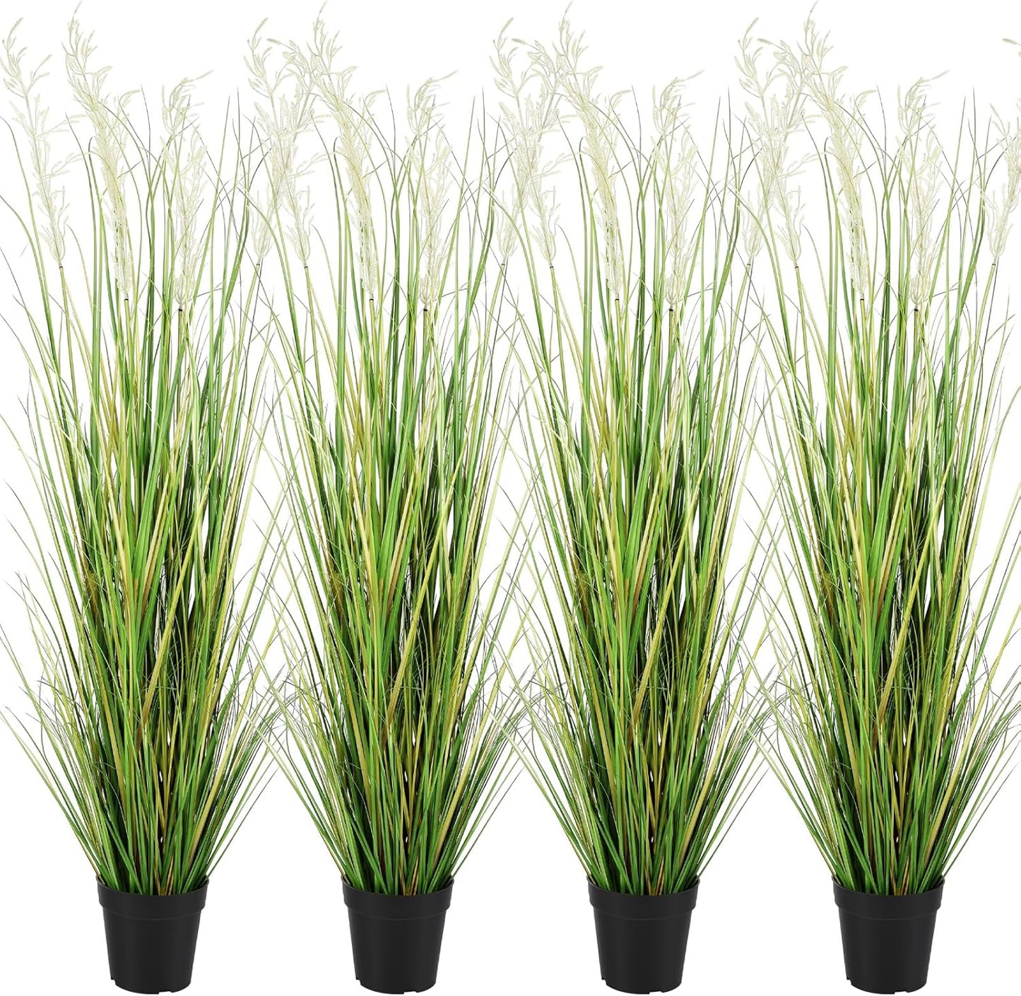 Jexine 4 Pcs 4 ft Tall Artificial Grass Plant Potted Artificial Greenery Floor Plants Faux Pampas Grass Tall in Pot for Housewarming Gift House Garden Bathroom Lobby Outdoor Decoration