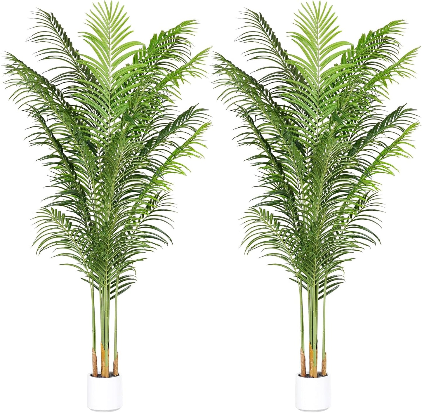 Artificial Palm Tree 7.2Ft Tall Large Fake Plant Indoor Decorative Faux Silk Green Potted Plants for Office Living Room Outdoor Home Decor (2 Pack)
