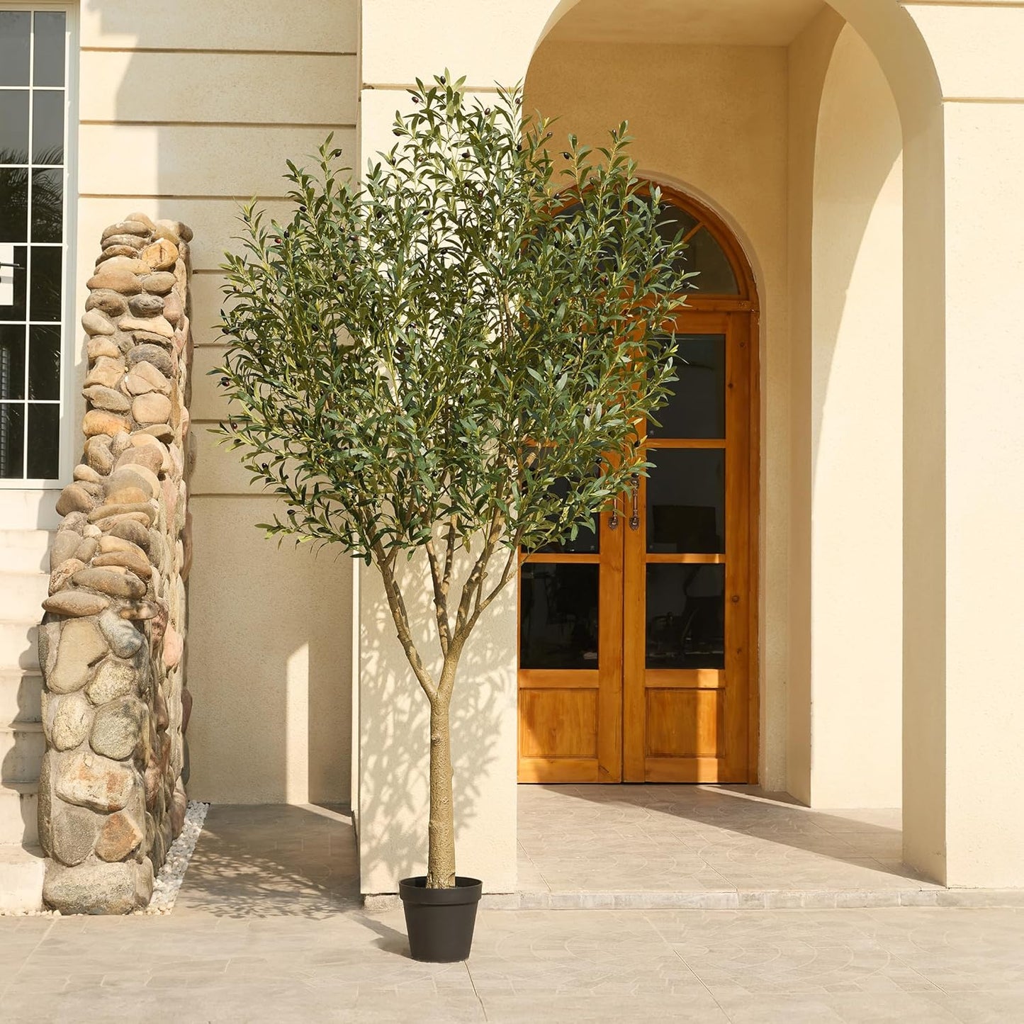 Artificial Olive Tree 8FT - Large Fake Olive Trees Indoor with 4028 Silk Leaves, Outdoor Potted Faux Plant with UV Resistant for Living Room,Office,Patio, Home Decor,VN157