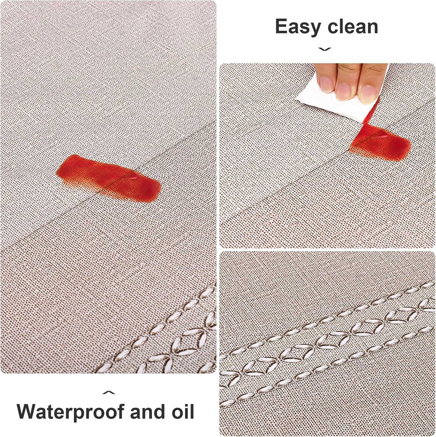 Vonabem 100% Waterproof Rectangle PVC Tablecloth, Vinyl Table Cloth Cover with Flannel Backing Oil Spill Proof Wipeable Table Cloths for Indoor Outdoor(Light Coffee,60X120IN)