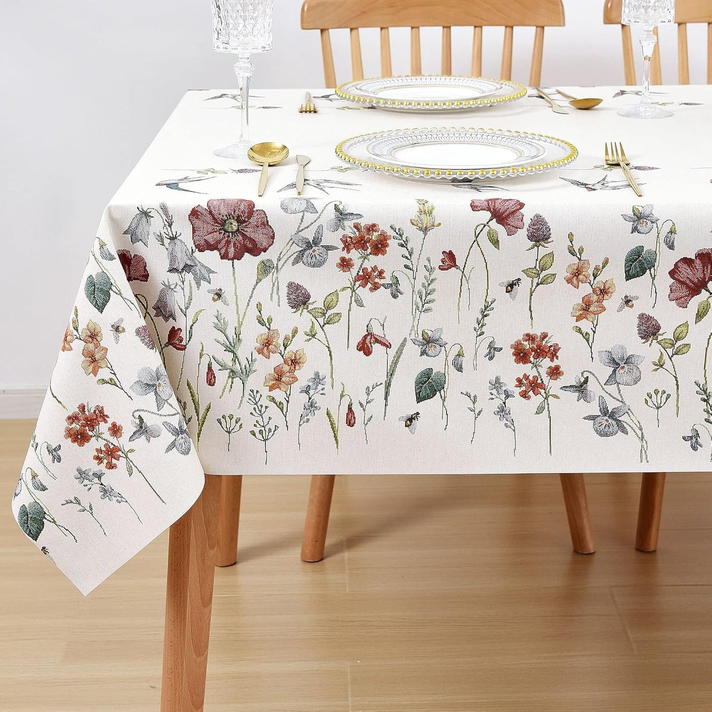 LOHASCASA Heavy Duty Vinyl Oilcloth Tablecloth PVC Waterproof Plastic Wipeable Spillproof Peva Tablecloth for Spring Outdoor Camping Picnic Rectangle/Oblong 54x108 Inch