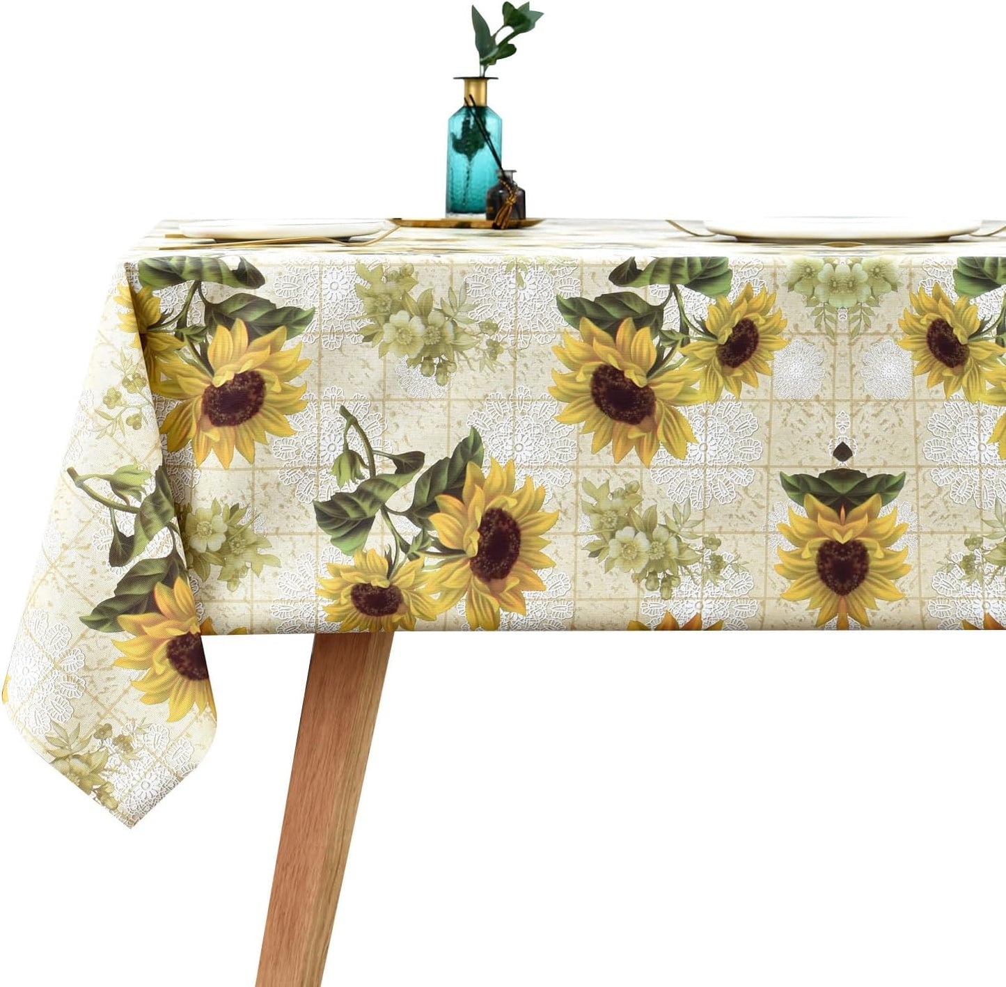 LOHASCASA Heavy Duty Vinyl Oilcloth Tablecloth PVC Waterproof Plastic Wipeable Spillproof Peva Tablecloth for Spring Outdoor Camping Picnic Rectangle/Oblong 54x108 Inch
