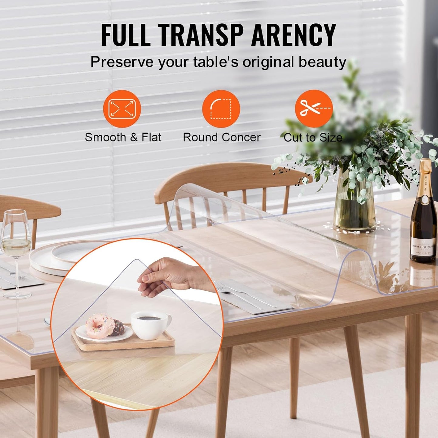 VEVOR Plastic Table Cover, 42 x 60 Inch 2.0 mm Thick Clear PVC Desk Mat Protector, Waterproof & Easy Cleaning Desk Pad Tablecloth, for Office, Dresser, Dining Room, Night Stand