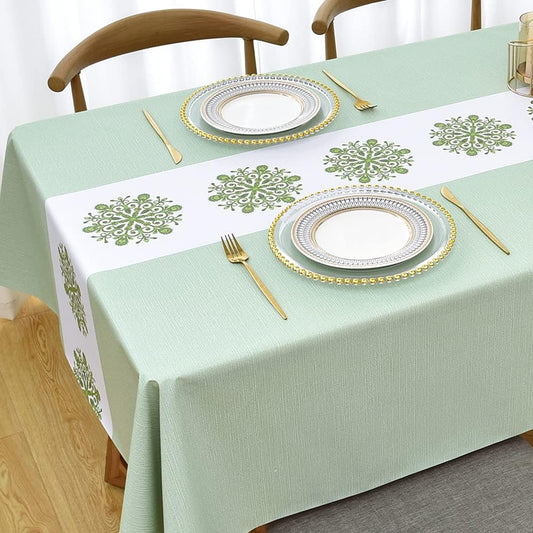 Zobesta Vinyl Table Cloth for Rectangle Tables Plastic Tablecloth PVC Tablecloth Table Cover Waterproof, Green Vinyl Tablecloths for Rectangle Tables (55 x 118 Inch, 10-12 Seats, Green)
