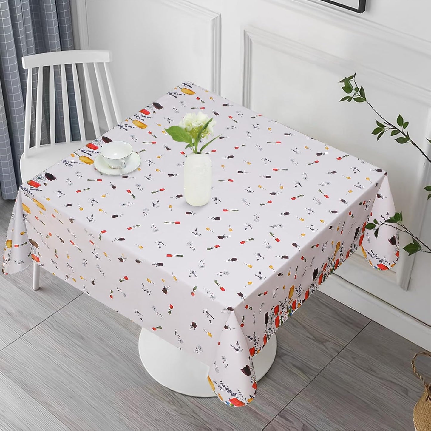 Vonabem 100% Waterproof Rectangle PVC Tablecloth, Vinyl Table Cloth Cover with Flannel Backing Oil Spill Proof Wipeable Table Cloths for Indoor Outdoor（Light Coffee，60X120IN）