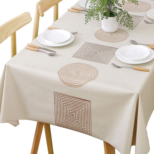 TruDelve Heavy Duty Vinyl Table Cloth Plastic Table Cloth for Kitchen Dining Table Wipeable PVC Waterproof Tablecloth for Rectangle Table(54"x108",Geometry)