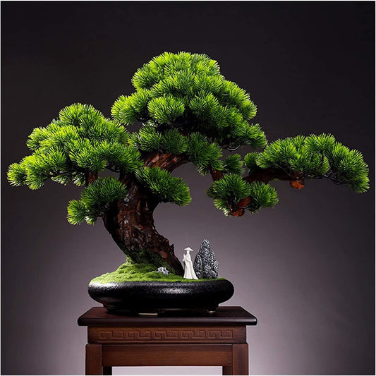 Artificial Bonsai Tree Indoor Welcome Pine Green Plant Potted Large Fake Tree Desktop Micro Landscape Decoration Gift for Living Room