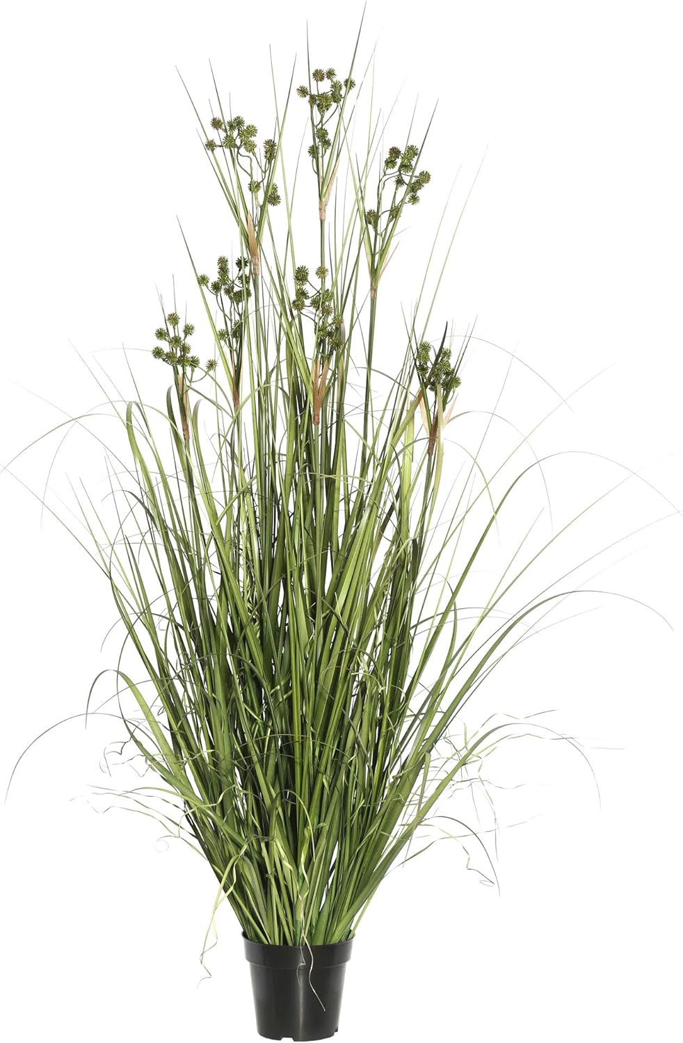Vickerman 60" Tall PVC Artificial Potted Green Curled Grass Decor - Realistic Looking Greenery Decoration for Home Kitchen Business Office Arrangements