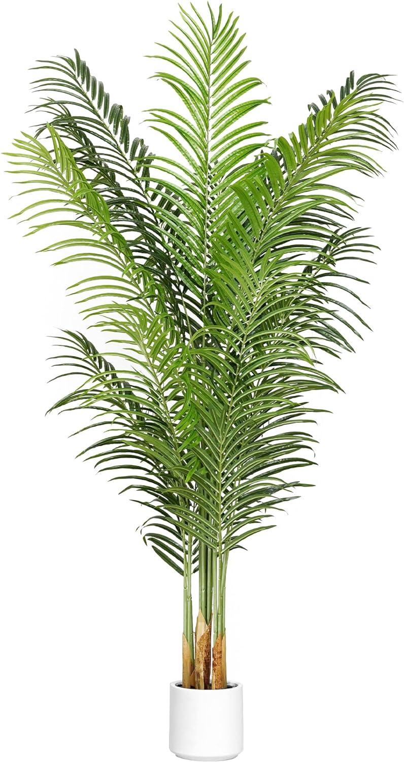 Artificial Palm Tree 7.2Ft Tall Large Fake Plant Indoor Decorative Faux Silk Green Potted Plants for Office Living Room Outdoor Home Decor (2 Pack)